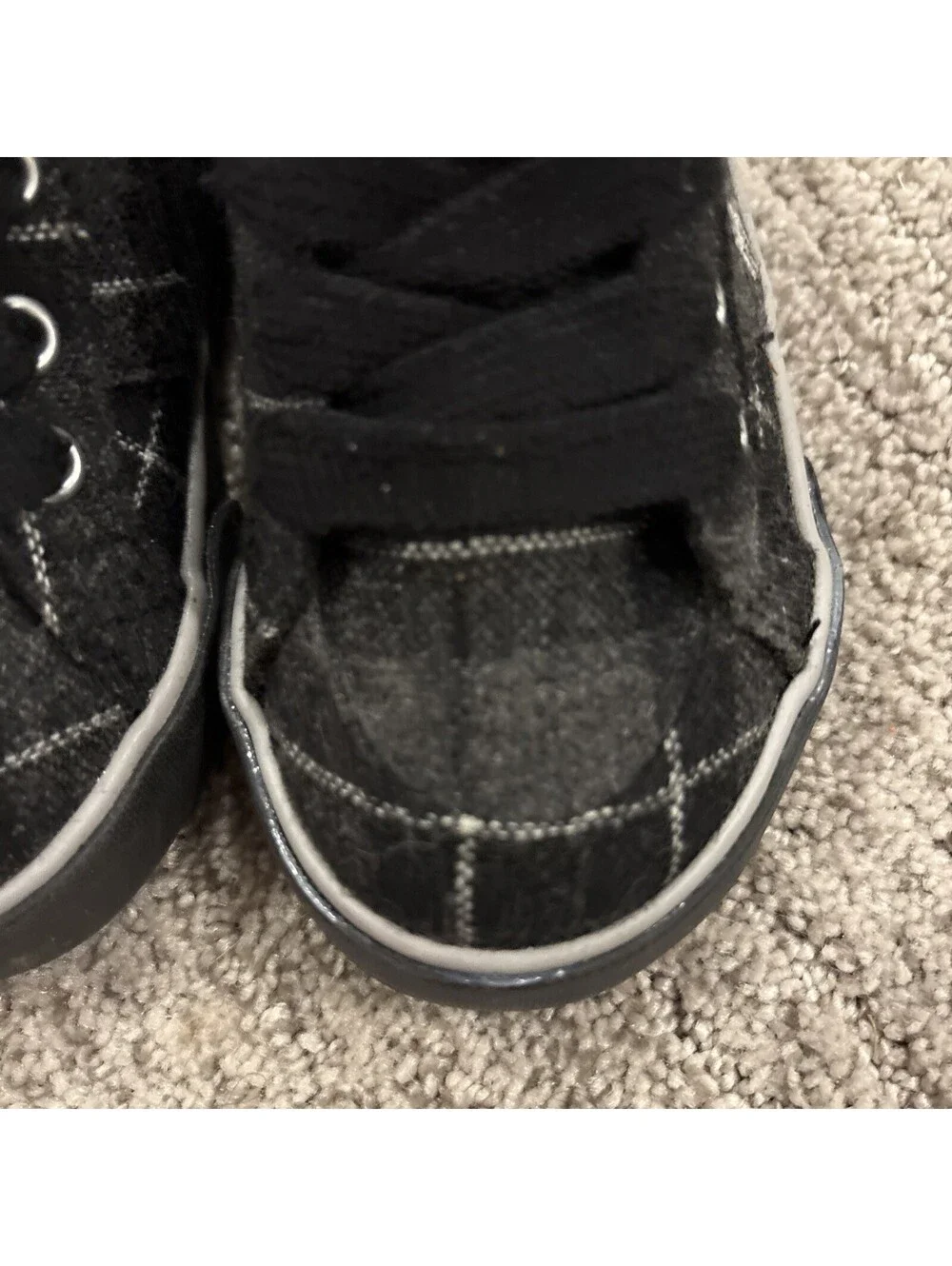 Polo Ralph Lauren Toddler Boys Black Gray Plaid Flannel Sneakers Size 7